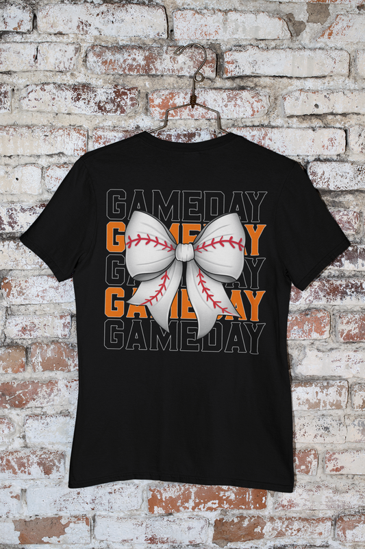 Baseball Game Day Bow T-Shirt