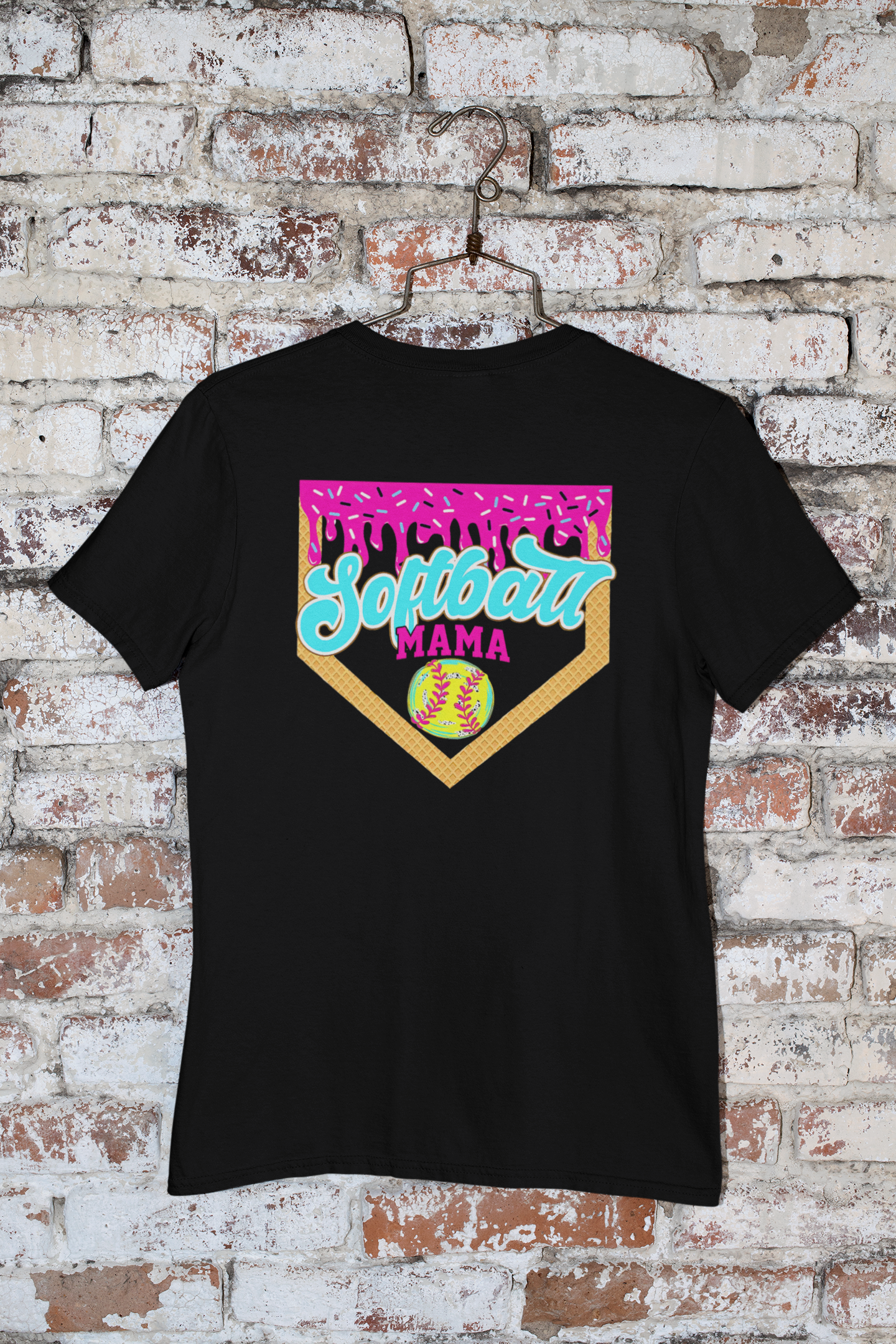 Softball Mama Drip Blue/Pink