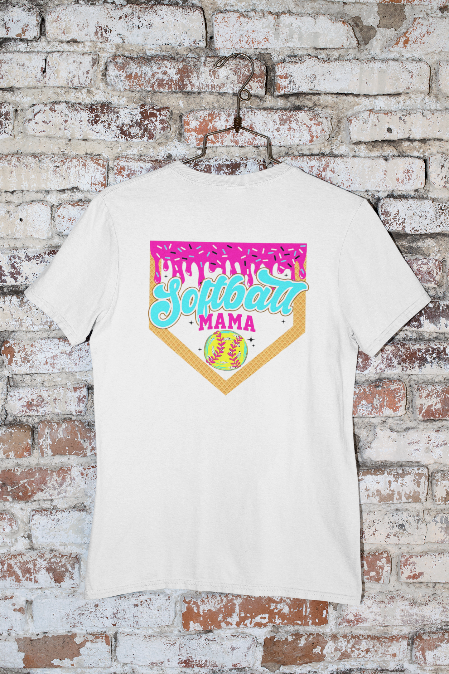 Softball Mama Drip Blue/Pink