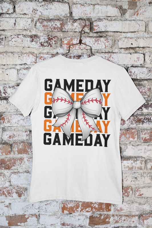 Baseball Game Day Bow T-Shirt